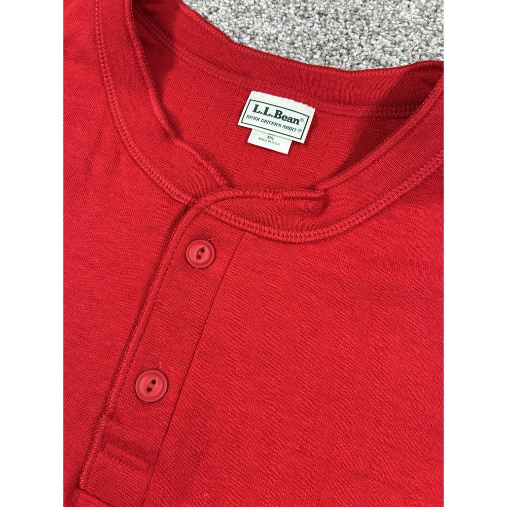 Vintage‎ LL Bean River Drivers Red Shirt Men's XXL Henley Wool Blend USA #0408
